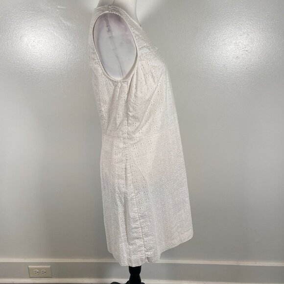 Banana Republic Sheath Dress Womens Size 10 White Eyelet Round Neck Back Zip - Picture 11 of 15